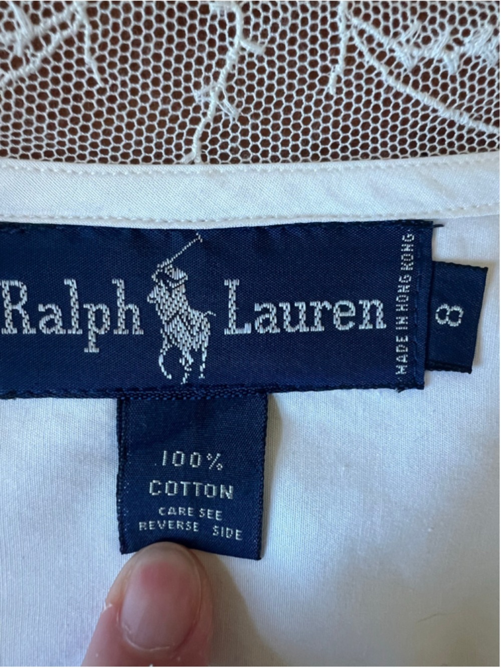 Ralph Lauren White Lace-Trim Blouse, Size 8 Vintage Doen Inspired - Picture 6 of 6